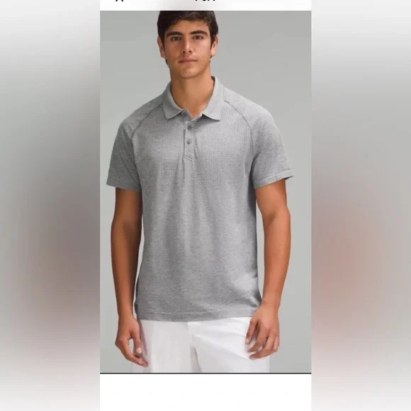 Lululemon Metal Vent Tech Polo Shirt Mens L Gray Black Golf Performance - Picture 1 of 9